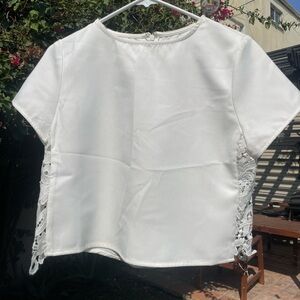 Vintage White Blouse with lace detailing on the sides